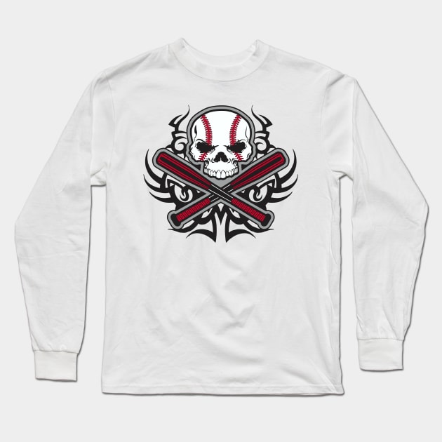 Skull Baseball Long Sleeve T-Shirt by DavesTees